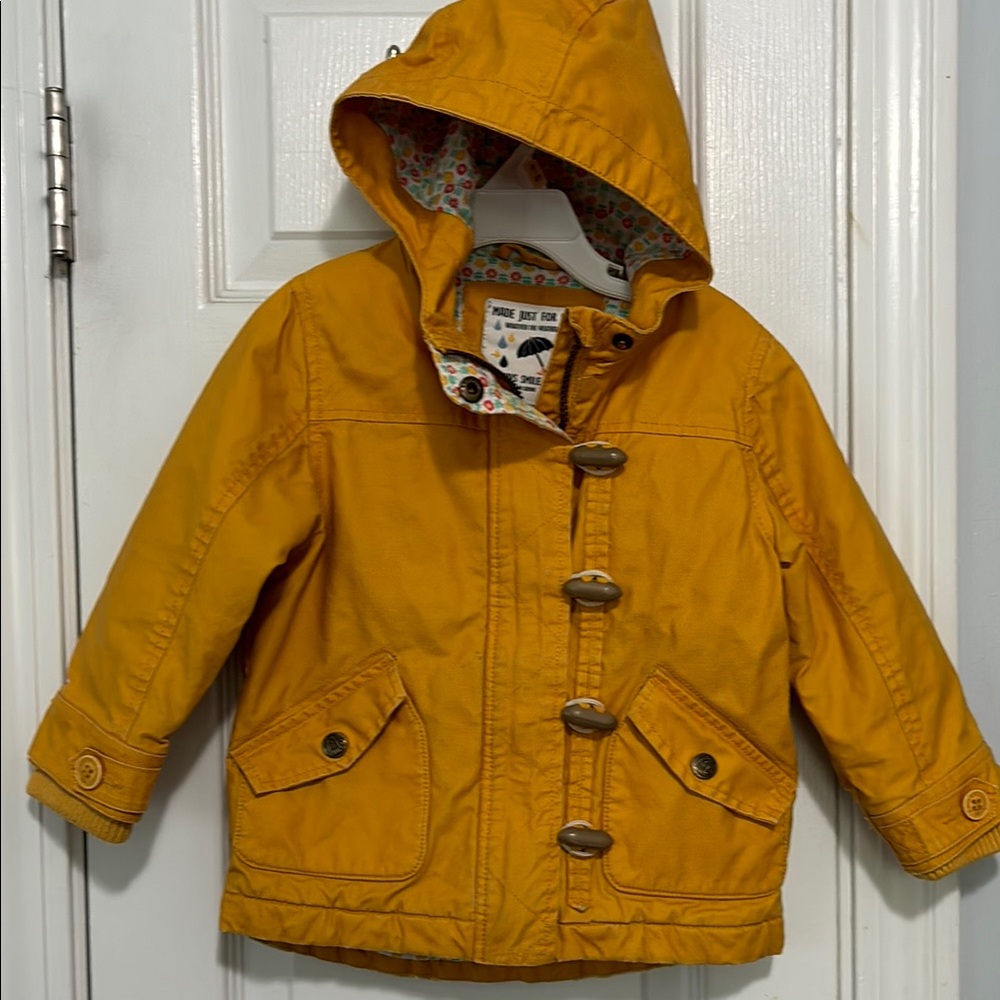 NEXT Yellow kitty Kids Hooded waterproof Jacket size 1.5-2y